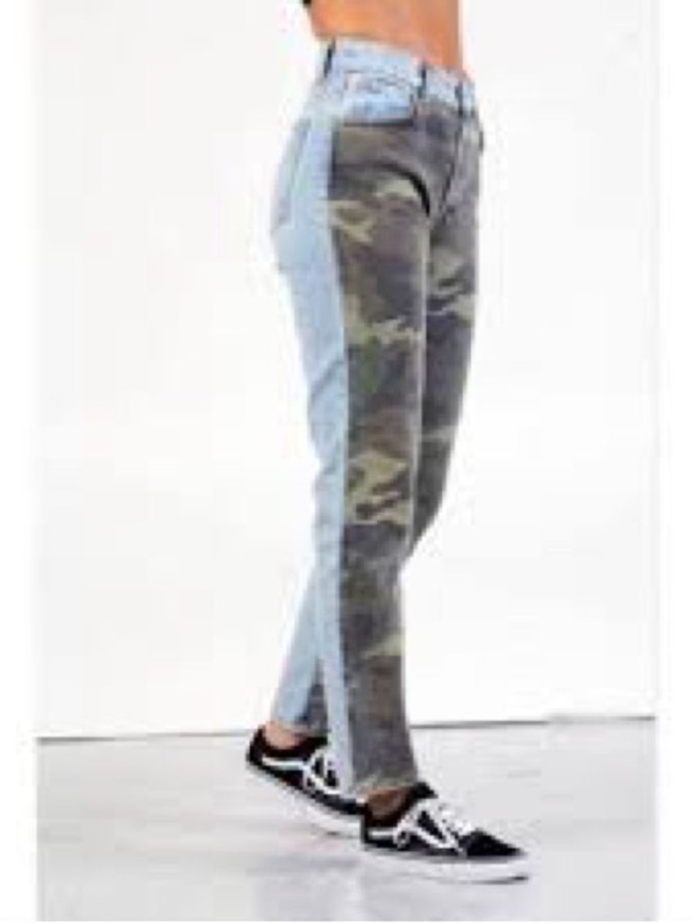 REVICE Two-Tone Light Blue and Green Camo Jeans